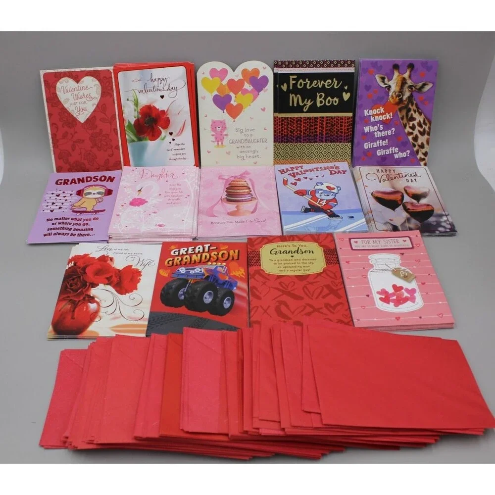 Lot of 97 Hallmark Valentine's Day Cards 1/Envelopes Retail Sale New FANCY Lot 1